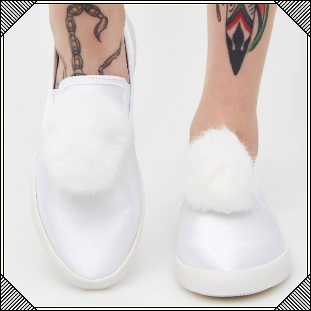 YRU * White Pom Pom * Fashion Sneakers * NEW shoes